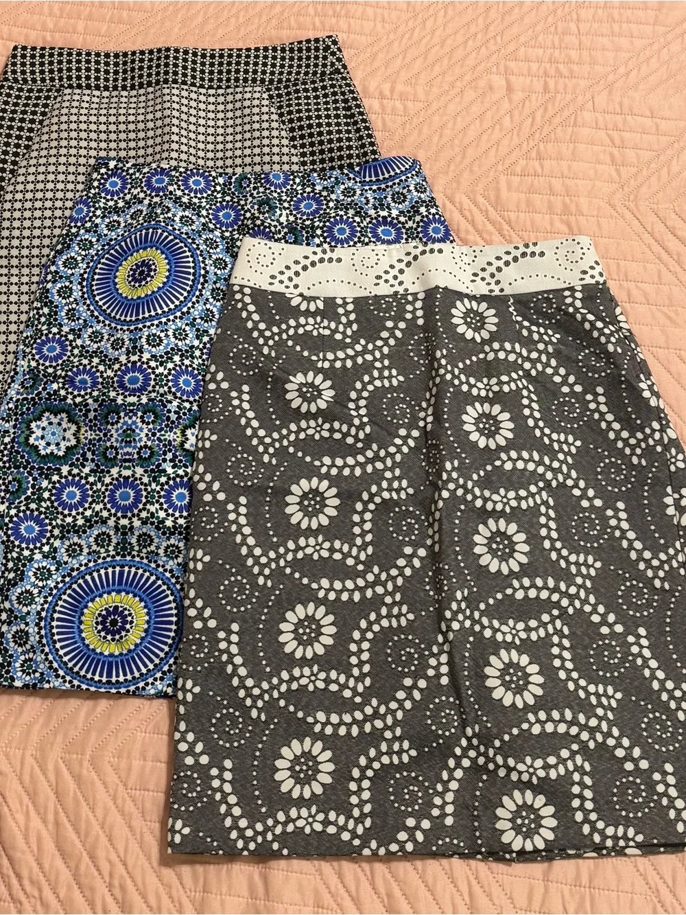 Banana Republic Blue & Gray Patterned Pencil Skirts (Set of 3)